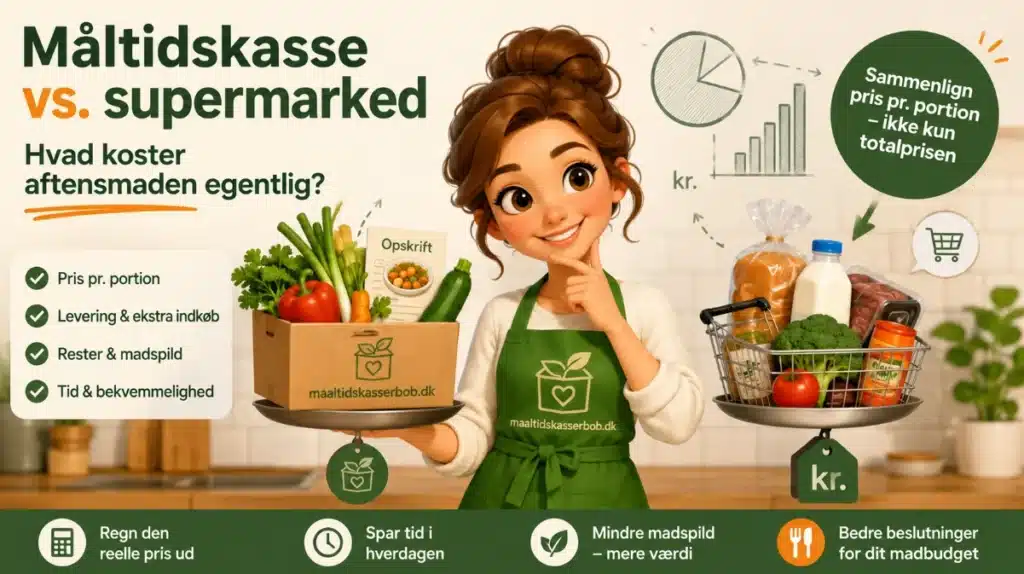 Måltidskasse vs. supermarked: Hvad koster aftensmaden egentlig? 2 måltidskasse vs supermarked